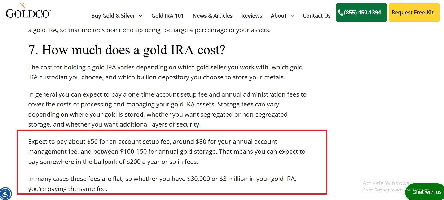Goldco opening a old IRA process fees.