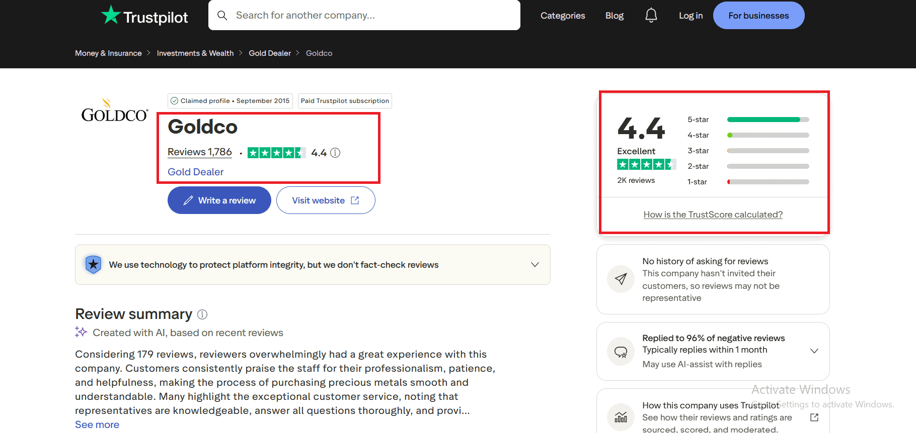 Goldco Precious Metals' Trustpilot profile. Goldco Precious Metals' Trustpilot profile.