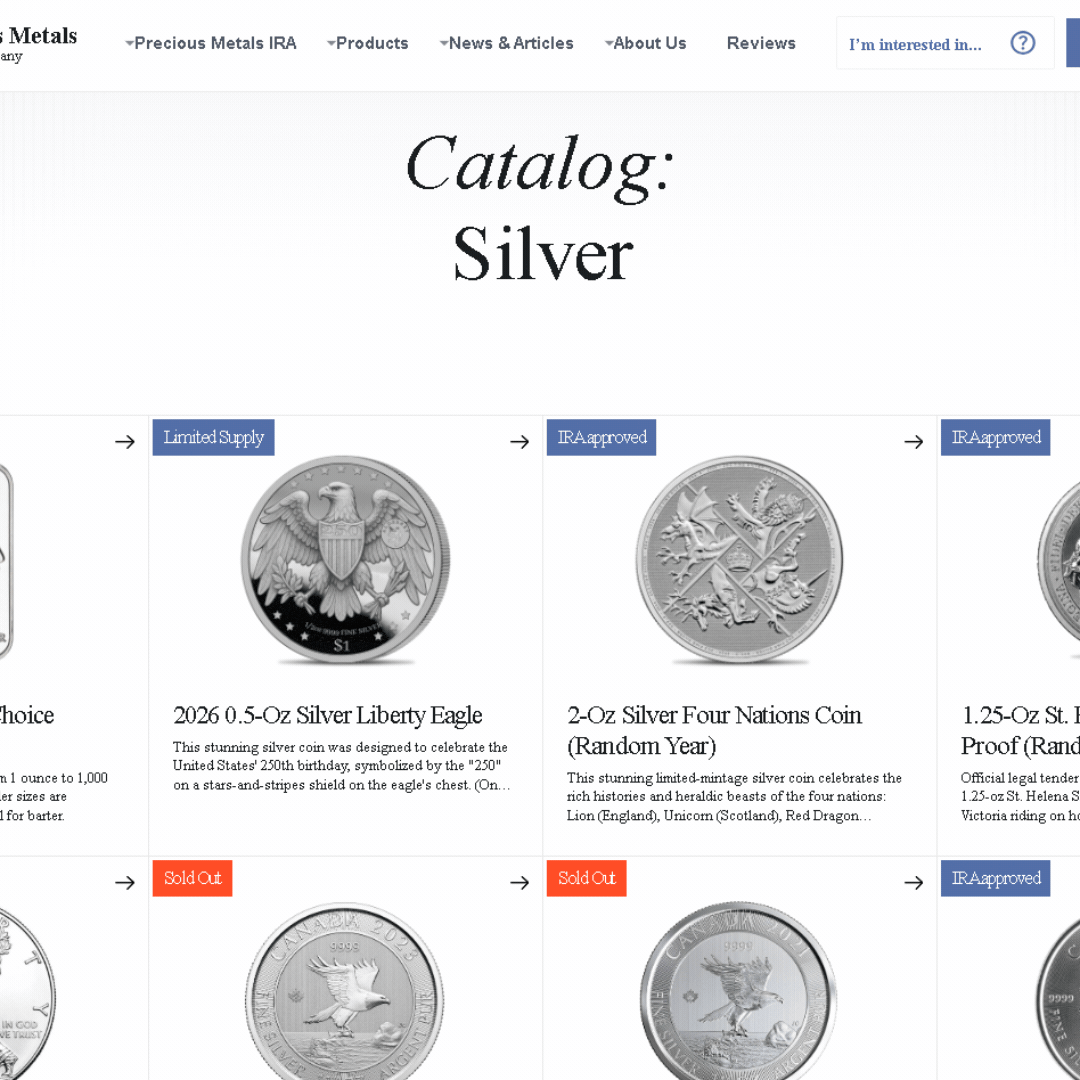 IRA-approved silver as sold by Augusta Precious Metals