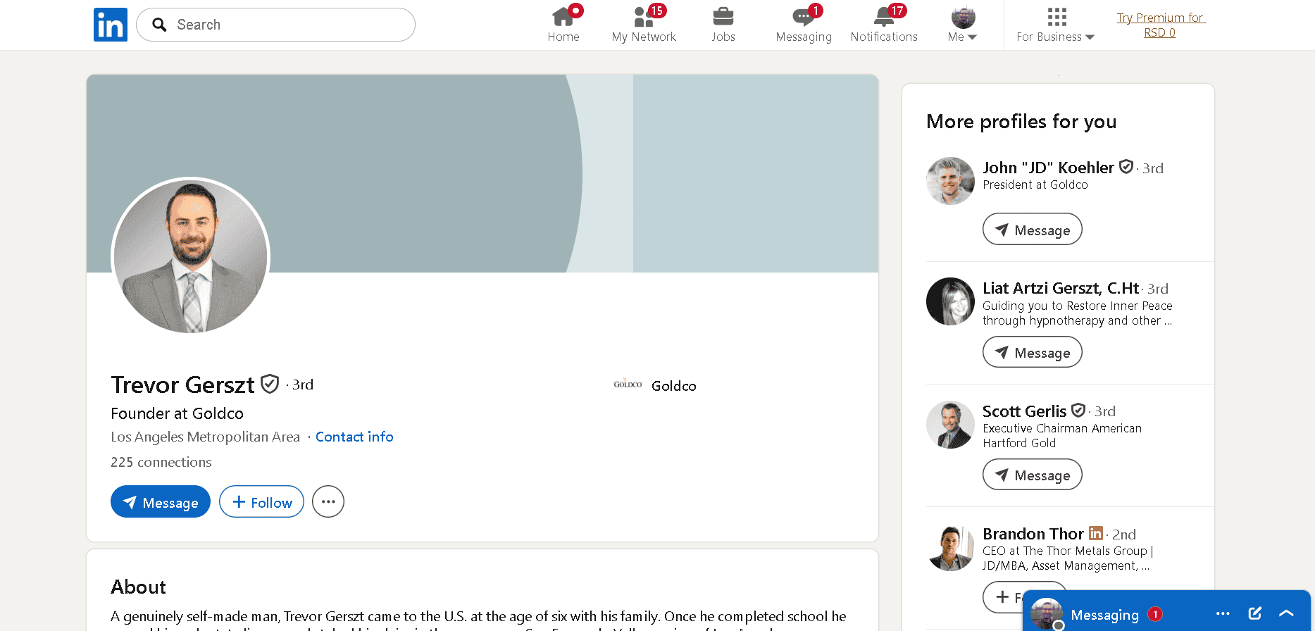 Trevor Gerszt is the owner and CEO of Goldco Precious Metals