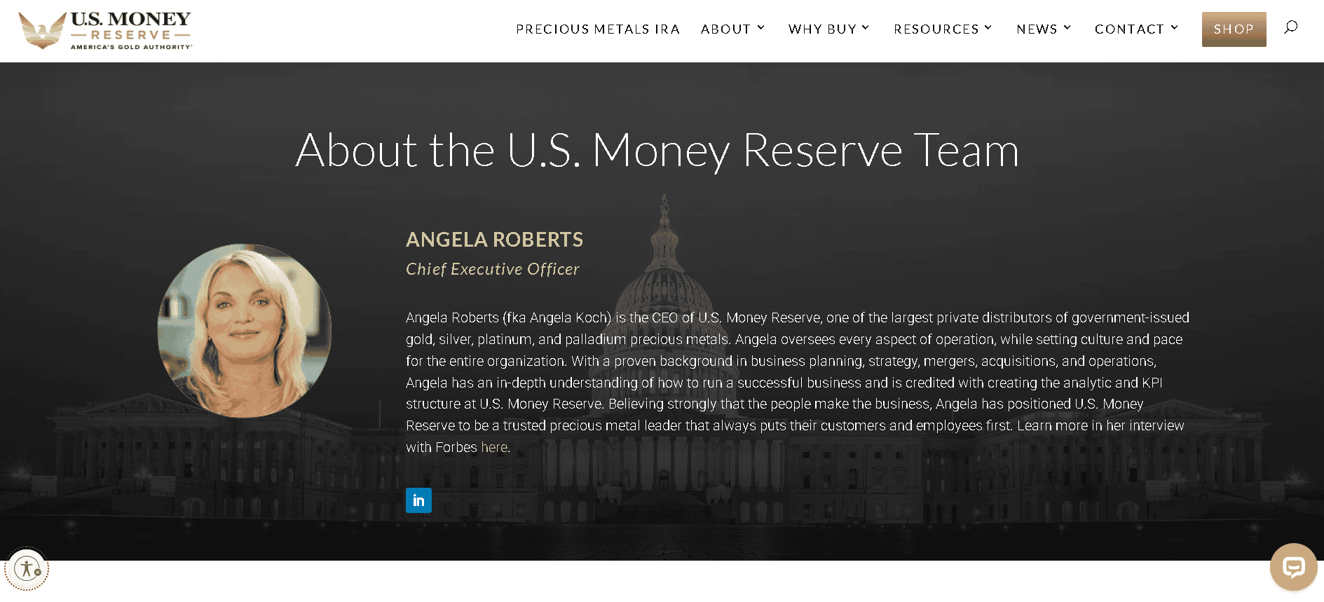 Angela Roberts is the CEO of U.S. Money Reserve