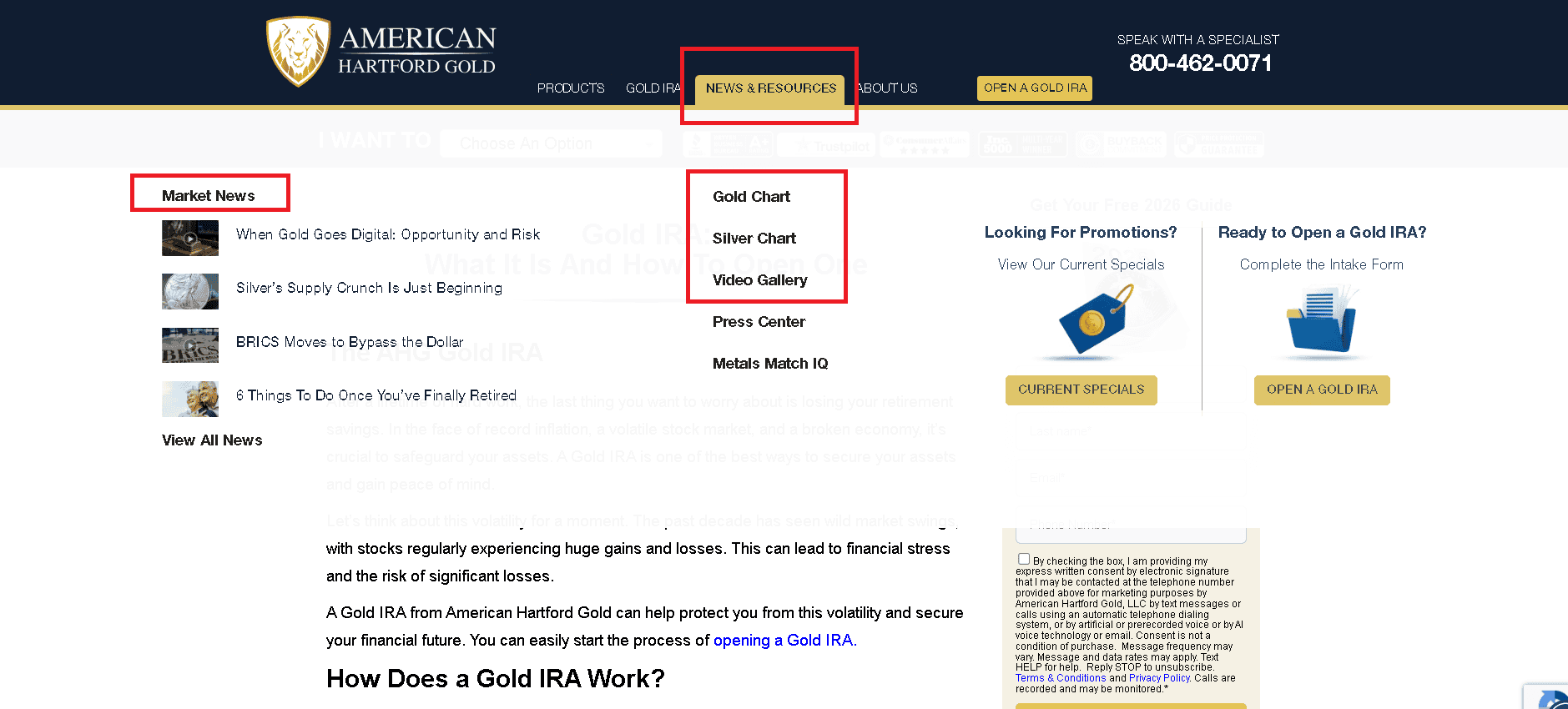 American Hartford Gold has many customer educational resources on their website.
