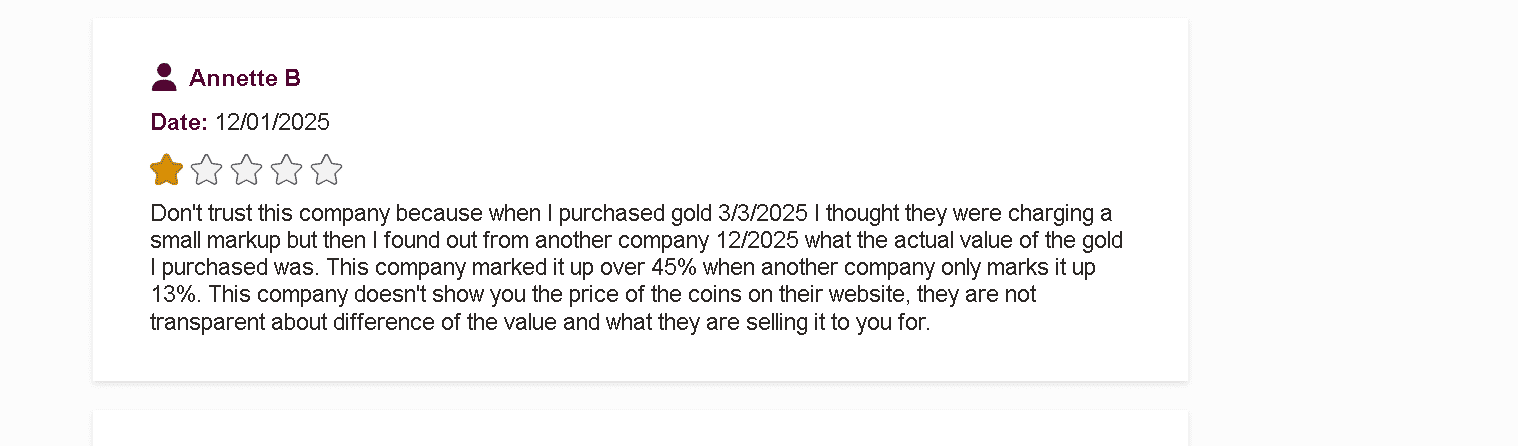 American Hartford Gold Group customer complaint and review 4.