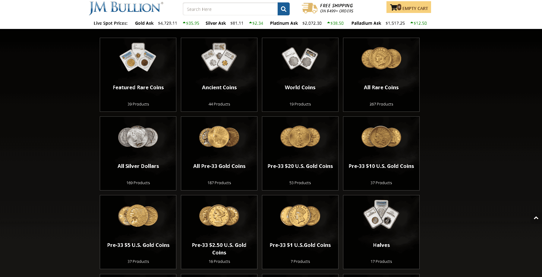 JM Bullion offers a wider collection or numismatic coins compared to Noble Gold IRA.