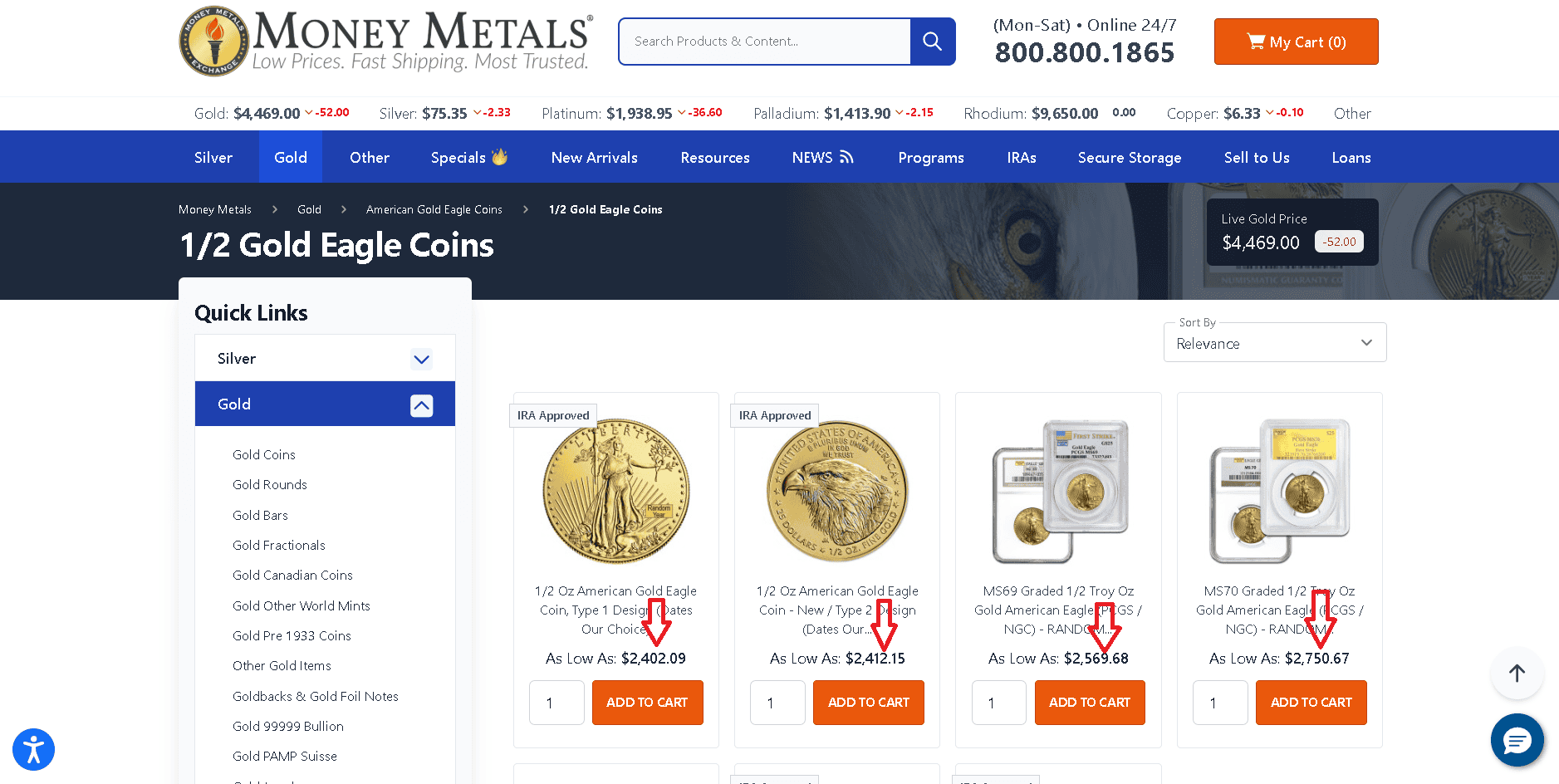 Money Metals Exchange allows you to buy precious metals via their website.