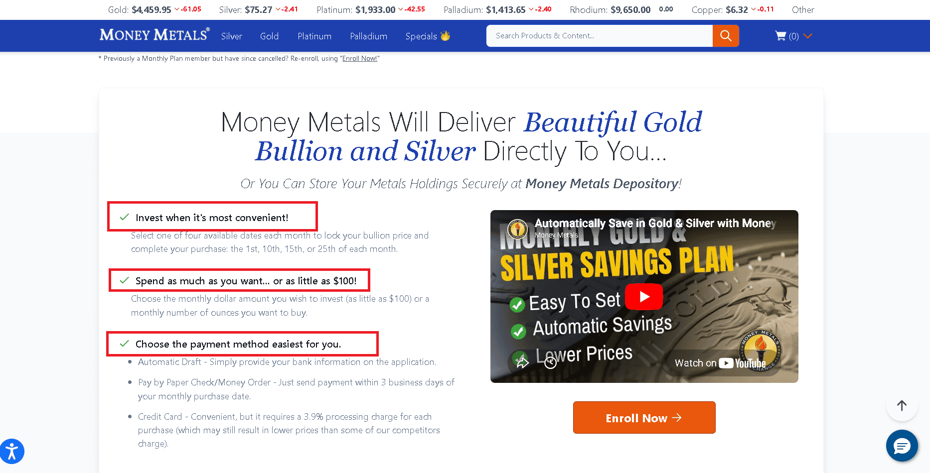 Money Metals' Monthly Gold & Silver Purchase Plan.