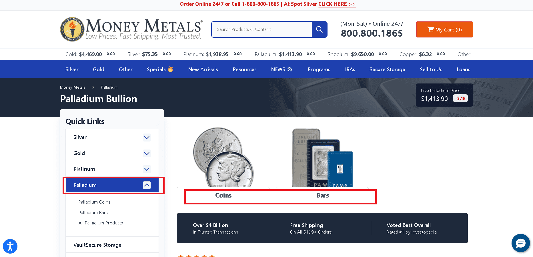 Money Metals Exchange sells palladium coins, bars and rounds.