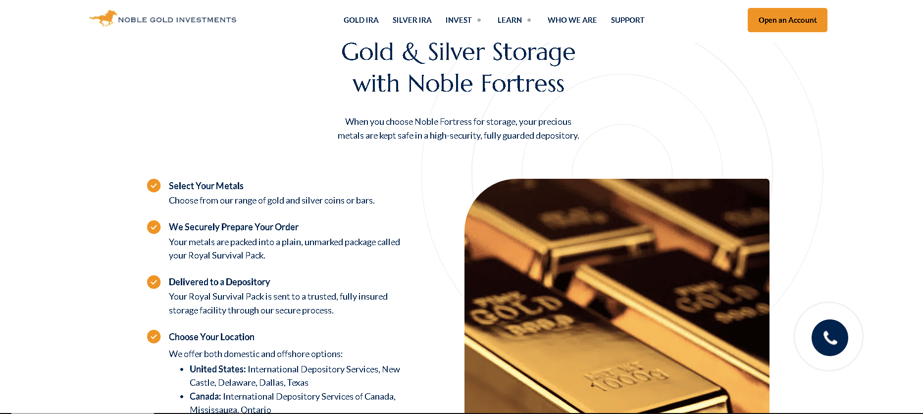 Noble Fortress is Noble Gold's IRA-approved precious metal depository.