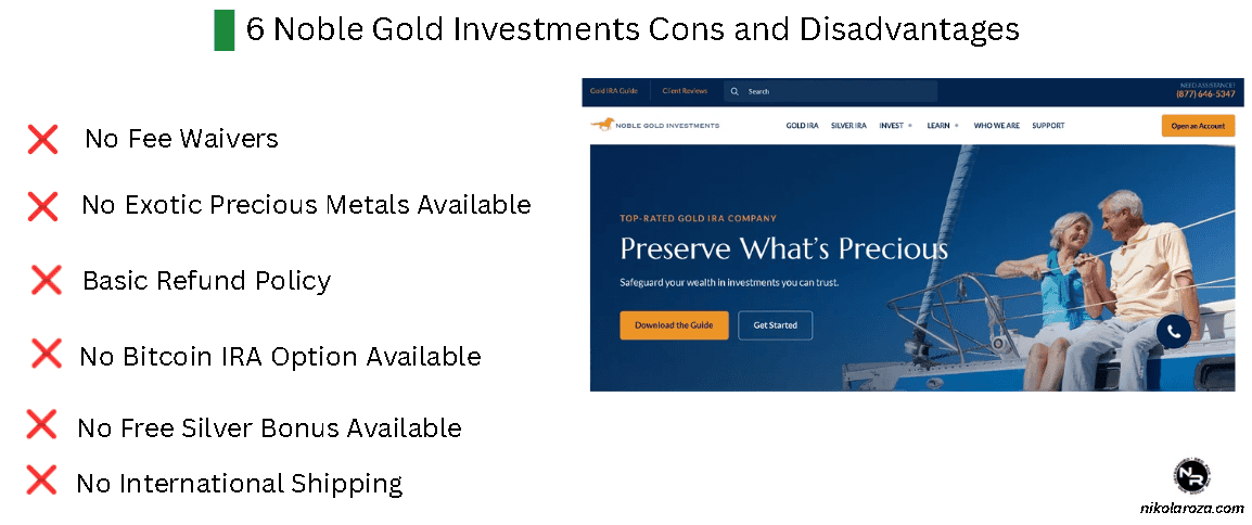 6 Cons and Disadvantages to Opening a Gold IRA Account and Buying Precious Metals from Noble Gold Investments