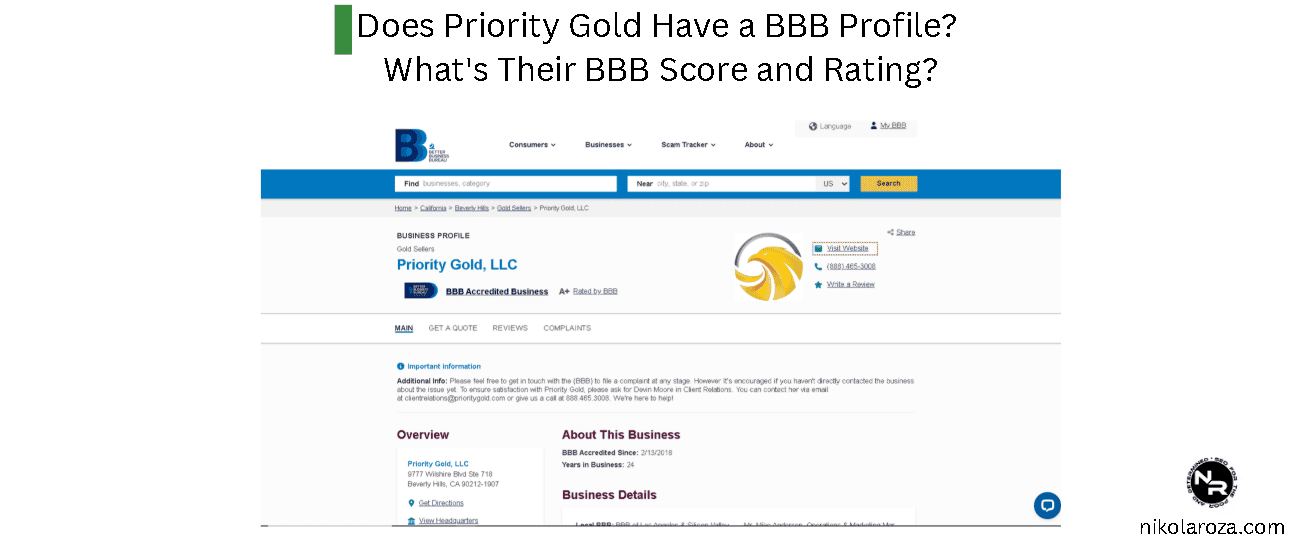 Does Priority Gold Have a BBB Profile? What's Their BBB Score and Rating?
