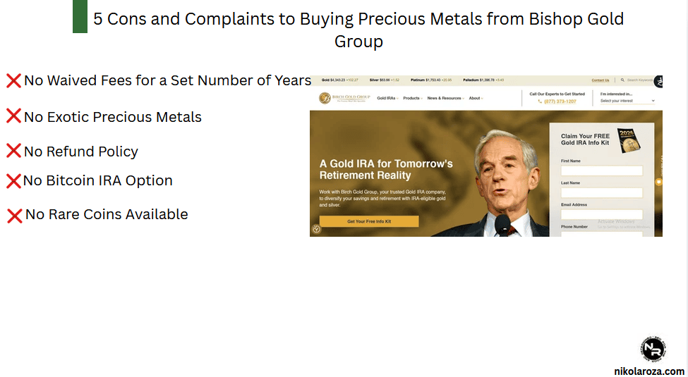 5 Cons and Complaints to Buying Precious Metals from Bishop Gold Group