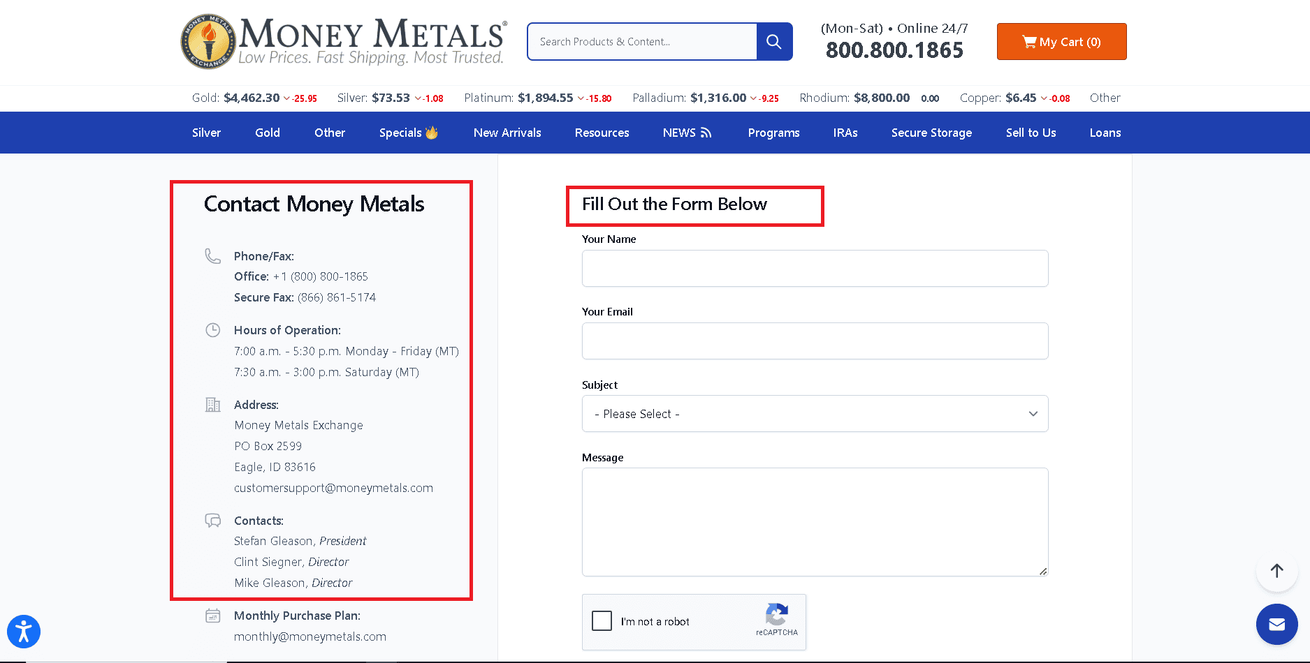 Money Metals Exchange has an excellent customer service department. Money Metals Exchange has an excellent customer service department.