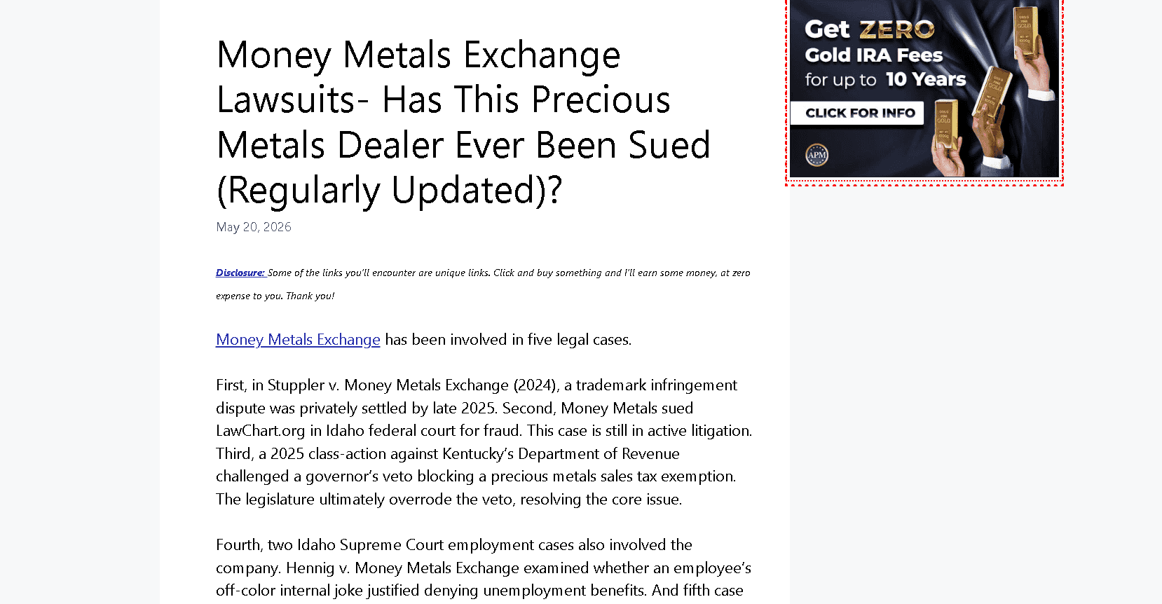 Money Metals Exchange lawsuits guide.
