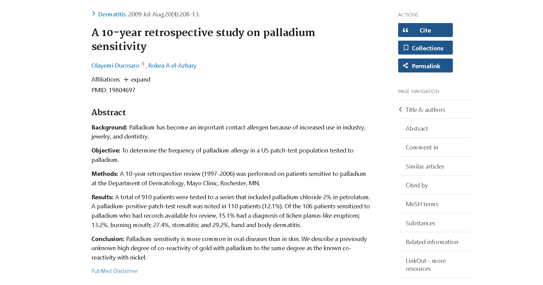 Palladium sensitivity study.