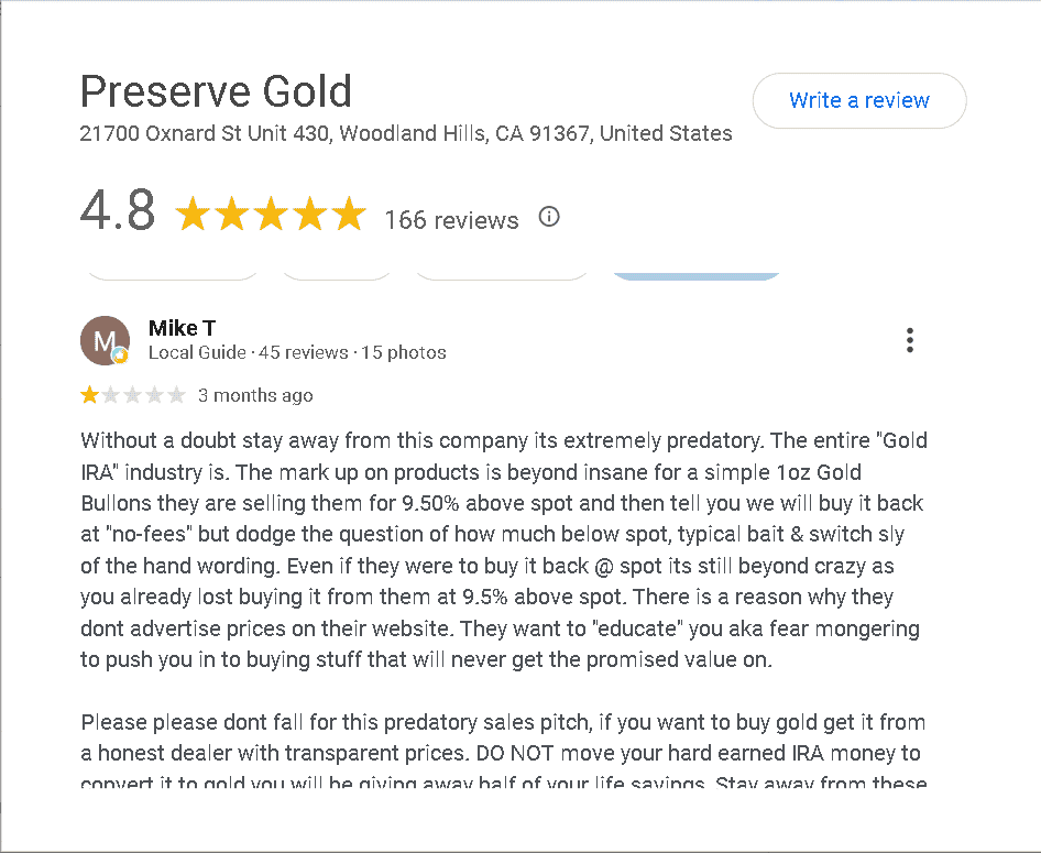 Preserve Gold customer review 4.