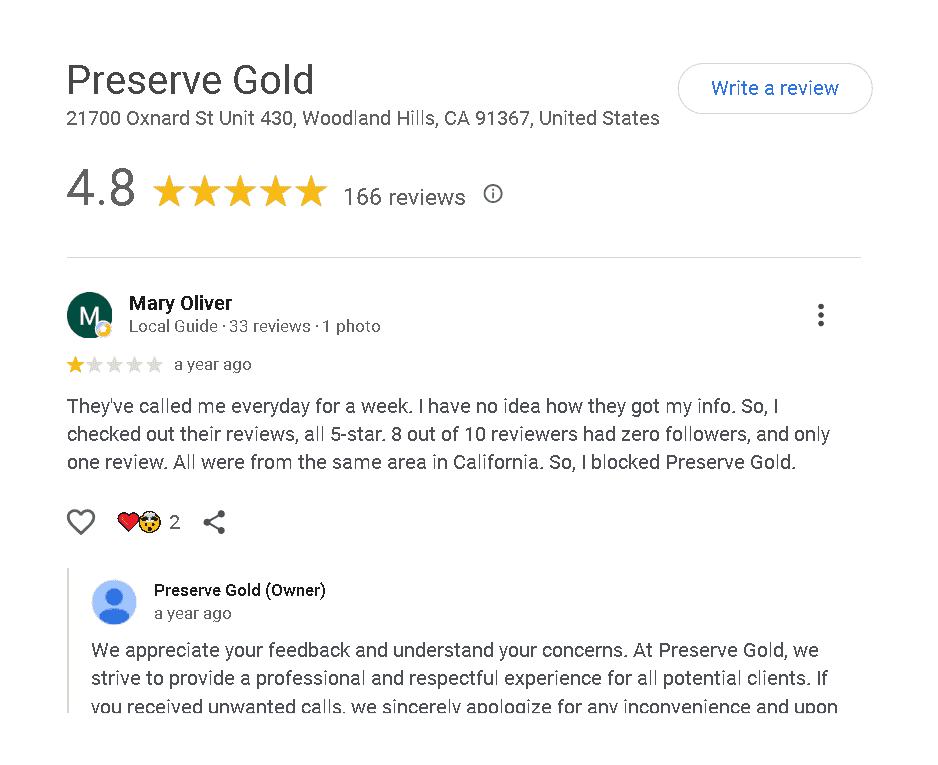 Preserve Gold customer review 5.
