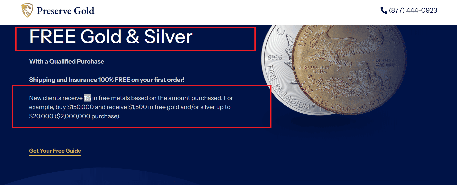 Preserve Gold offers free silver on qualified IRA purchases.