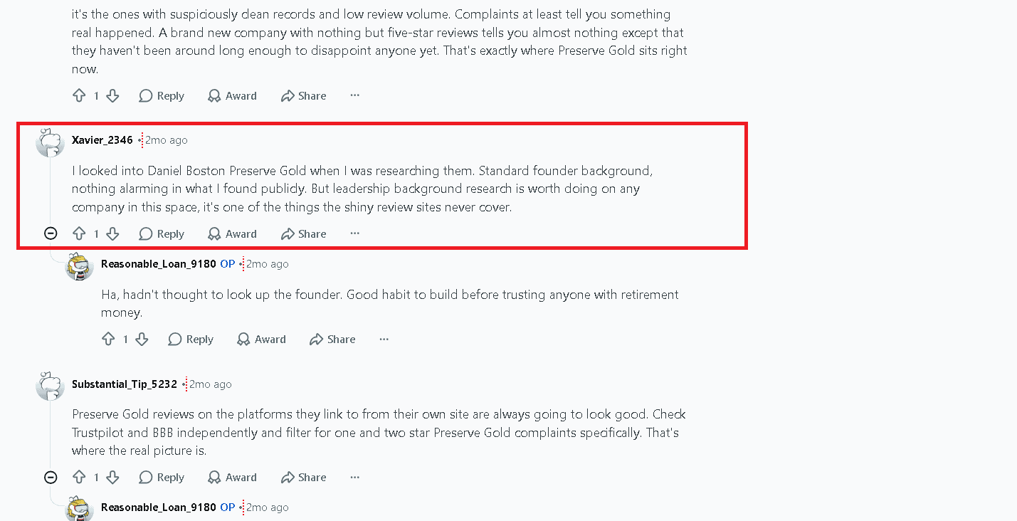 Preserve Gold Reddit review 3.