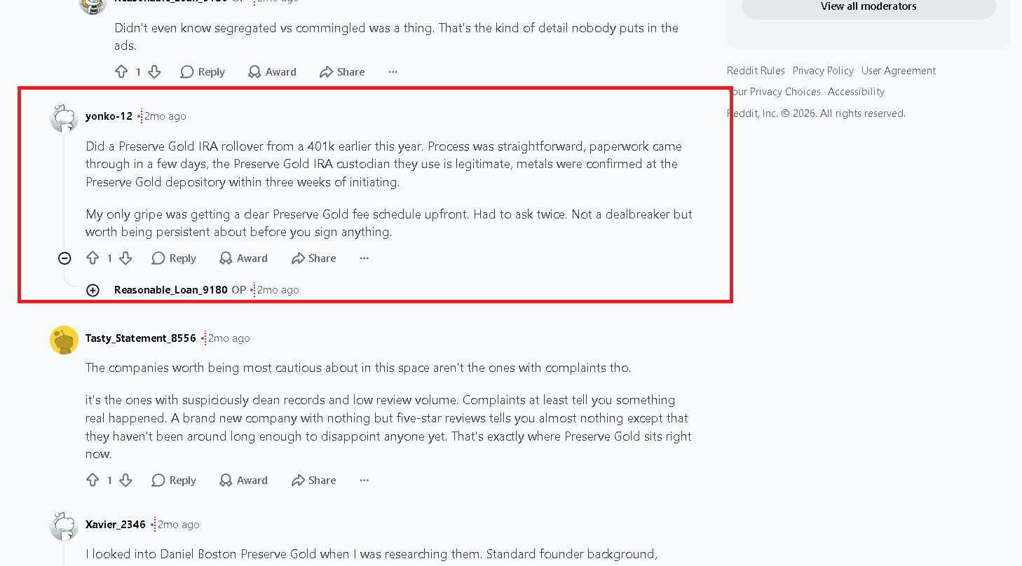 Preserve Gold Reddit review 1.