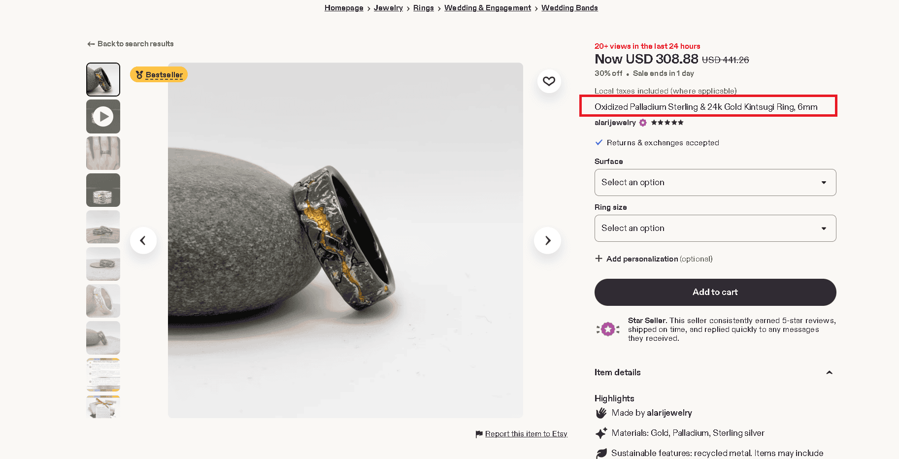 Sterling palladium jewelry example 1