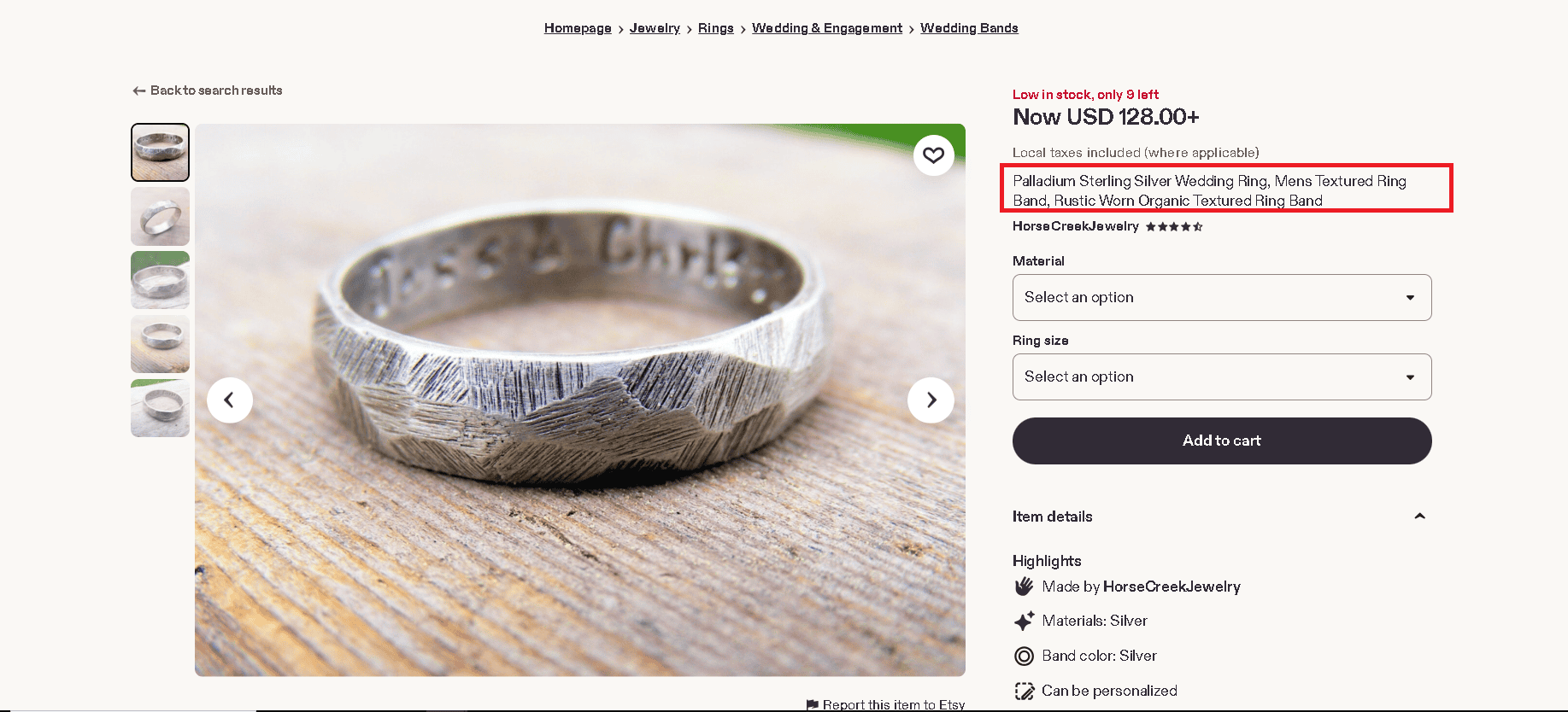 Sterling palladium jewelry example 2