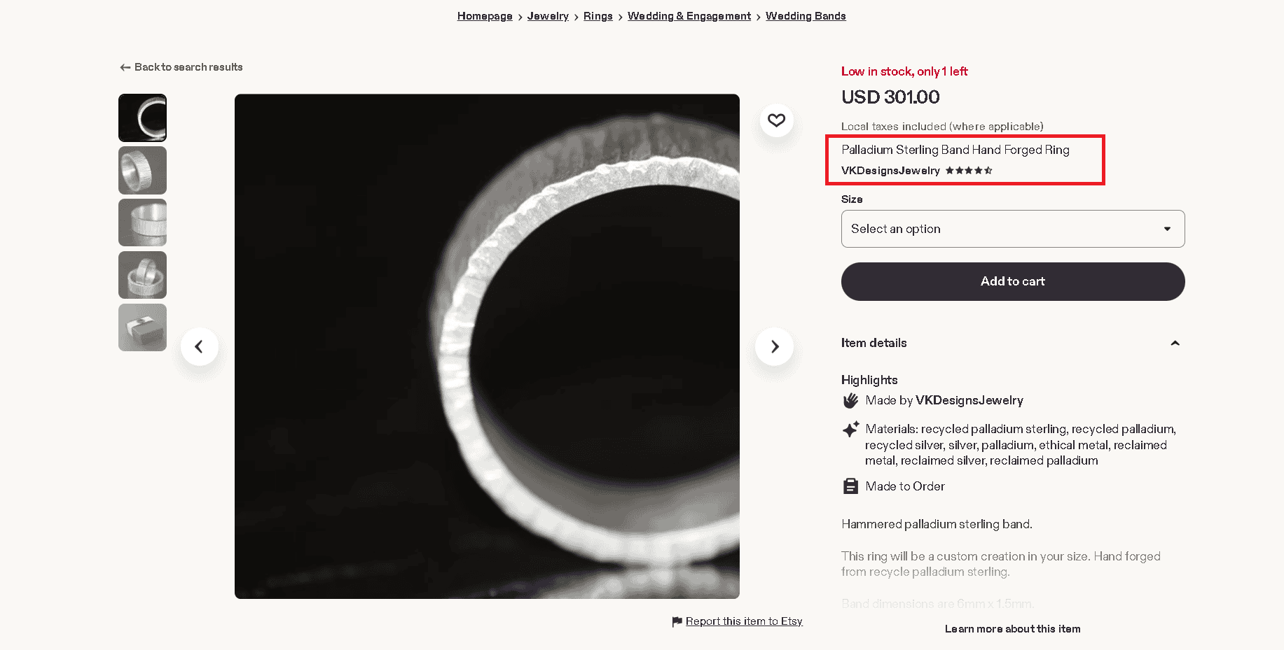 Sterling palladium jewelry example 3