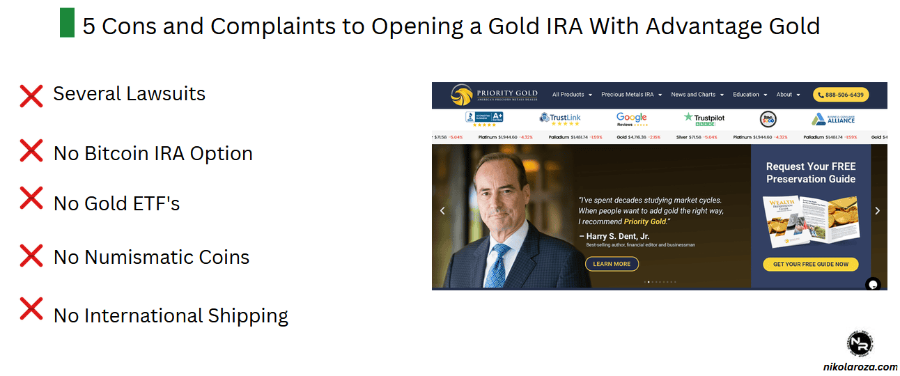 5 Cons and Complaints to Opening a Gold IRA With Advantage Gold