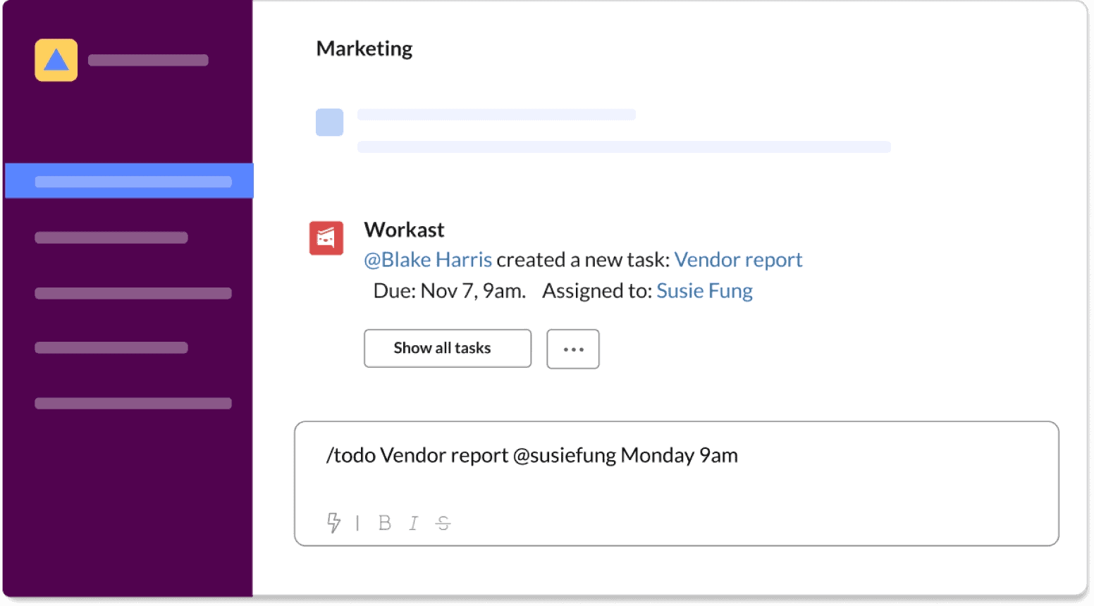Example of Slack channel.