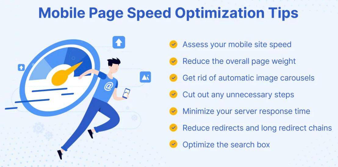 Mobile page speed optimization tips infographic