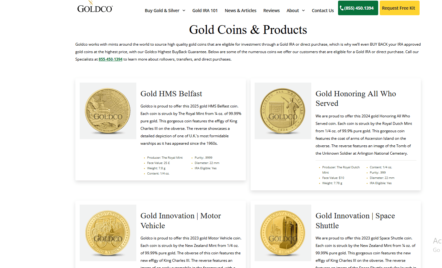 Goldco Precious Metals sells gold coins and bars.
